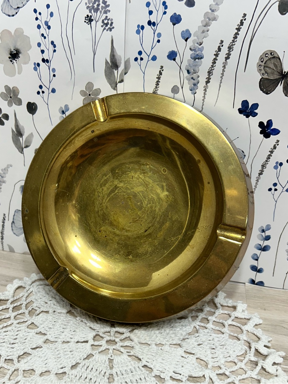 Vintage Brass Round Ashtray Made in Taiwan